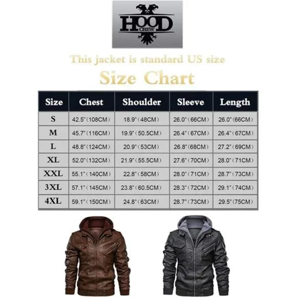 Stand Collar PU Faux Leather Zip-Up Bomber Jacket With a Removable Hood For Men
